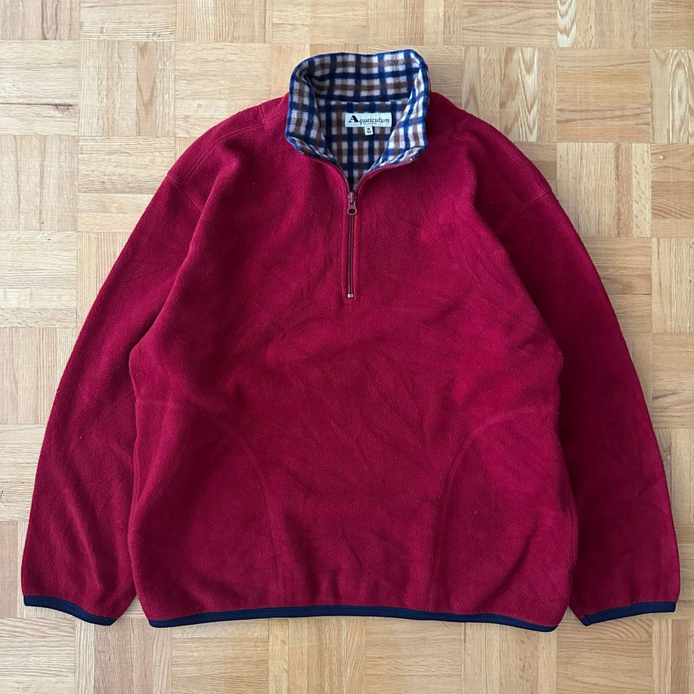 Vintage Aquascutum fleece check Quarter Zip pullover Medium